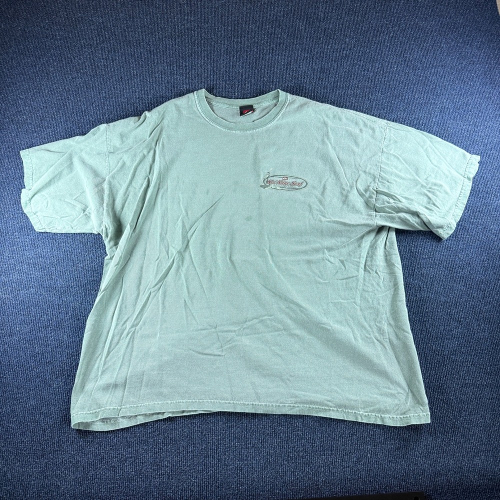 Quiksilver Kai Kane Surf Hanalei Kauai Graphic T-Shirt Mens XL Green Faded
